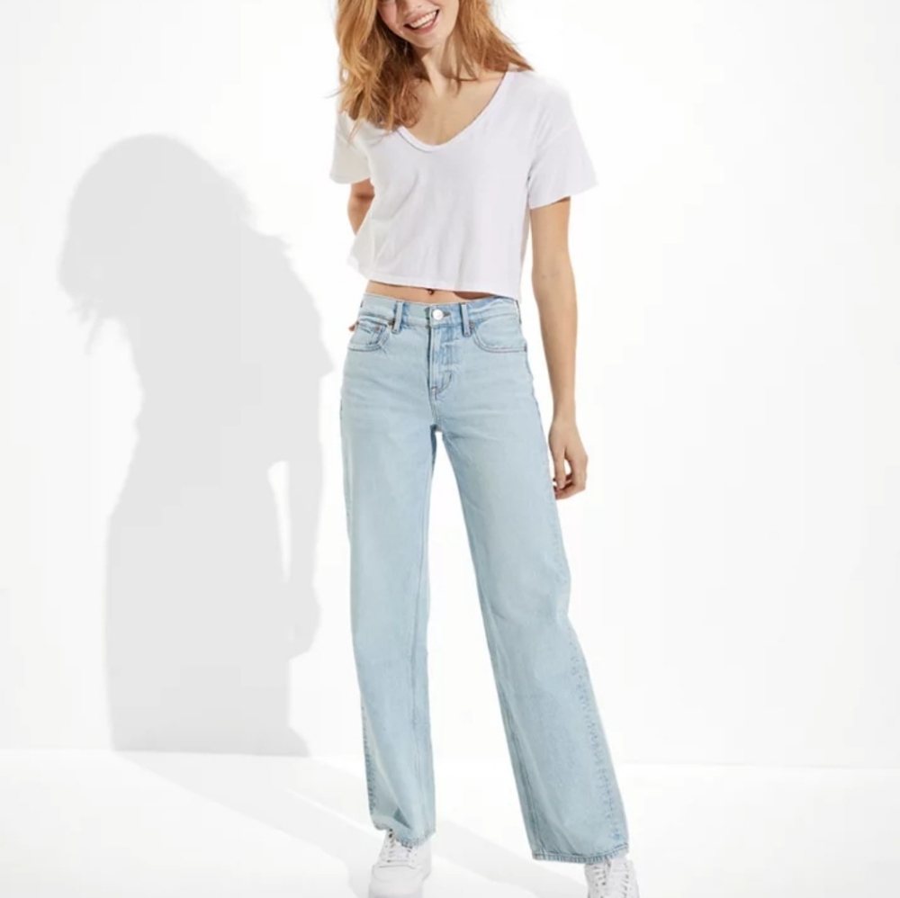 American Eagle Outfitters Light Blue 90s Wide Leg Jeans AE AEO Regular Length